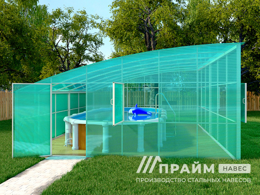 Навес для каркасного бассейна из поликарбоната №9 - фото 418